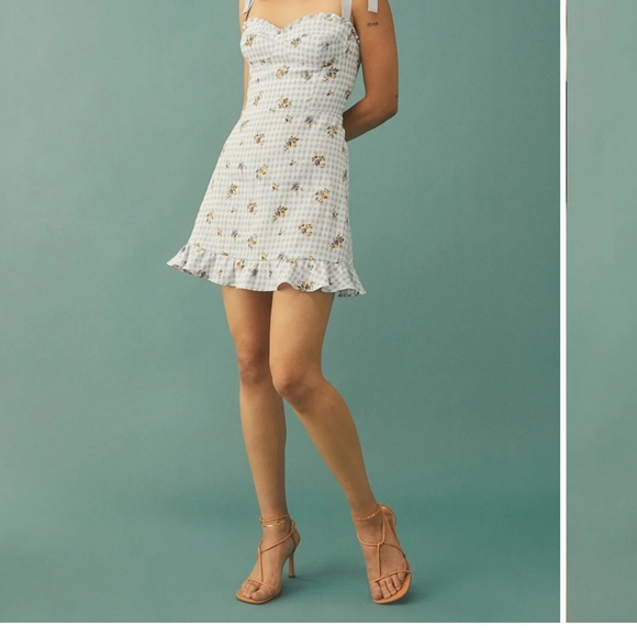 Reformation Ivory Mini Dress with Bow Details - Picture 5 of 8